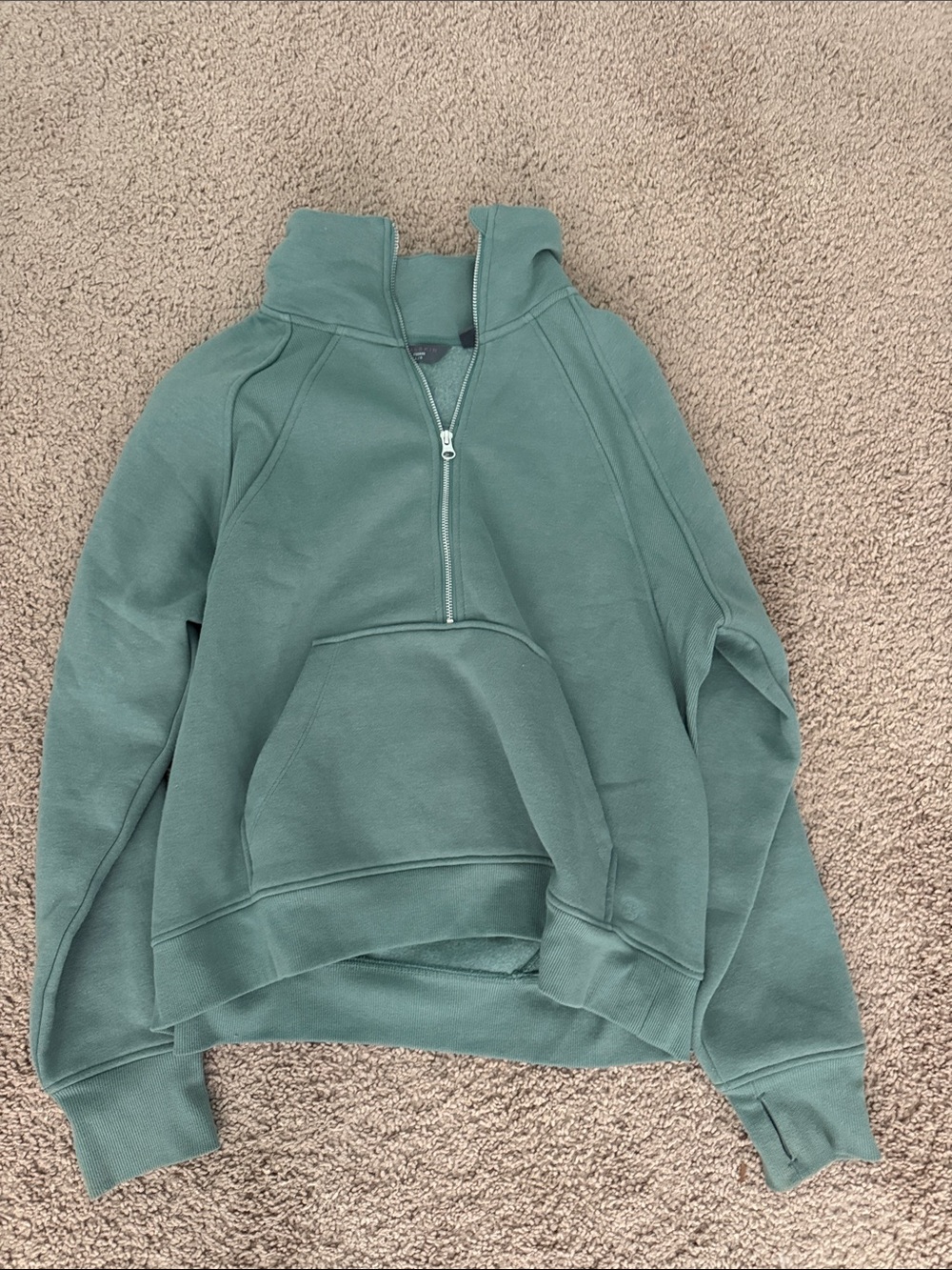 Source Unknown Sage Green Half-Zip Funnel Neck Pullover